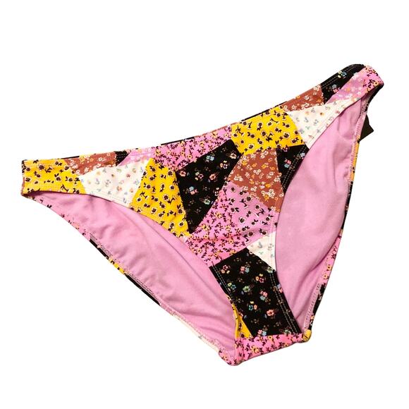 NoBo No Boundaries Bikini Bottoms XL (15-17) Pink Patchwork Floral High Leg - Picture 5 of 14